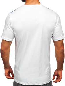 Camiseta algodón de manga corta con impresión para hombre blanco Bolf 14718