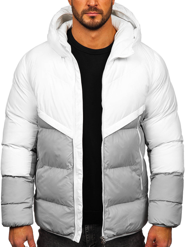 Chaqueta de invierno para hombre blanco y gris Bolf CS1006