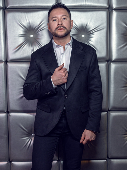 Americana de hombre de terciopelo negra Bolf 24410