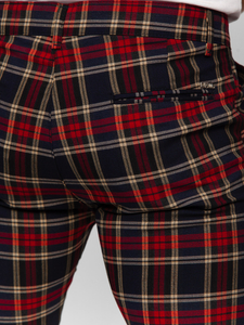 Pantalón chinos a cuadros de tela para hombre azul oscuro Bolf 184165