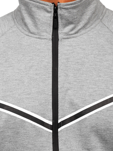 Sudadera abierta de cuello alto para hombre gris Bolf B062