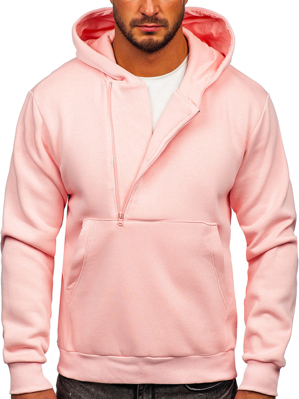 Sudadera gruesa con capucha para hombre rosa claro Bolf 02