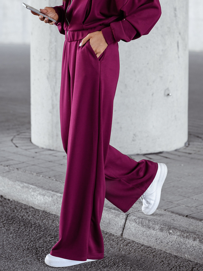 Conjunto de sudadera con cremallera de dos piezas para mujer color burdeos Bolf 821109