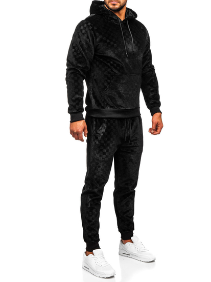 Chándal velour con capucha para hombre negro Bolf 3A82-A