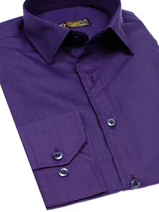 Camisa elegante morada de manga larga para hombre Bolf 1703