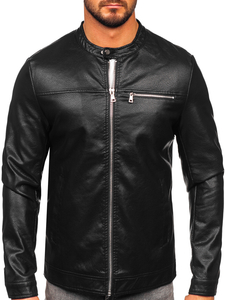Chaqueta de cuero para hombre negro Bolf 11Z8025