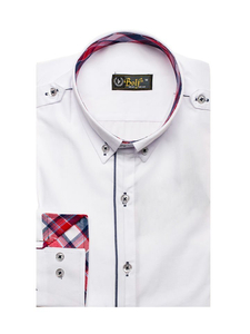 Camisa elegante de manga larga para hombre blanca Bolf 1758