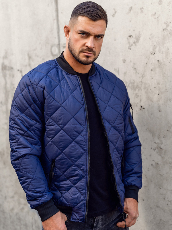 Chaqueta de entretiempo bomber para hombre azul oscuro Bolf MY-01