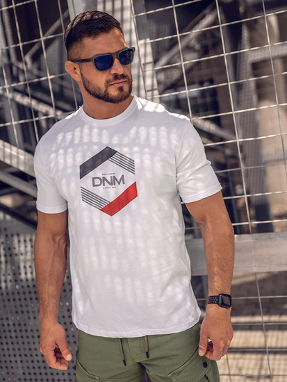 Camiseta algodón de manga corta con impresión para hombre blanco Bolf 14741A