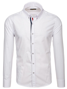 Camisa elegante de manga larga para hombre blanco Bolf 3713