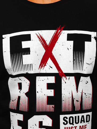 Camiseta de manga corta con impresión para hombre negro Bolf 14312