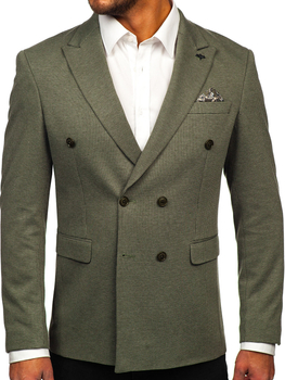 Hombre Chaqueta de traje elegante cruzada Verde Bolf 005