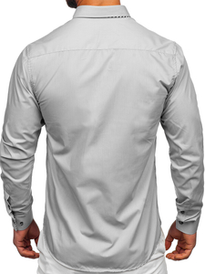 Camisa de manga larga para hombre gris Bolf 3762