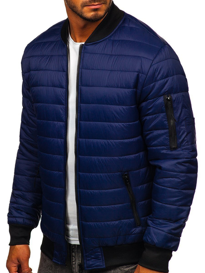 Chaqueta acolchada de entretiempo bomber para hombre azul oscuro Bolf MY-02A