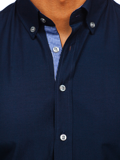 Camisa con manga larga para hombre color azul oscuro Bolf 20719