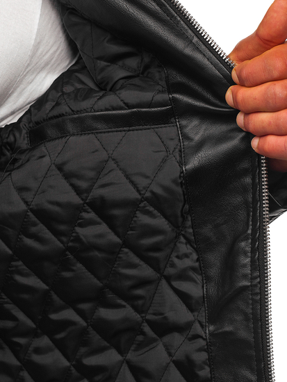 Chaqueta de cuero para hombre negro Bolf 11Z8003-A