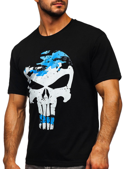 Camiseta negra de hombre con estampado Bolf 2098