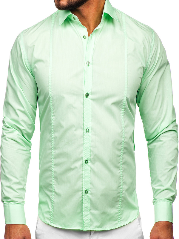 Hombre Camisa elegante de manga larga Menta Bolf 6944
