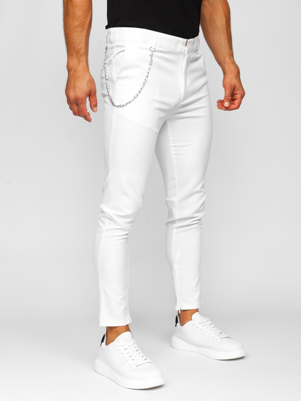Pantalón chino de tela para hombre blanco Bolf 0059