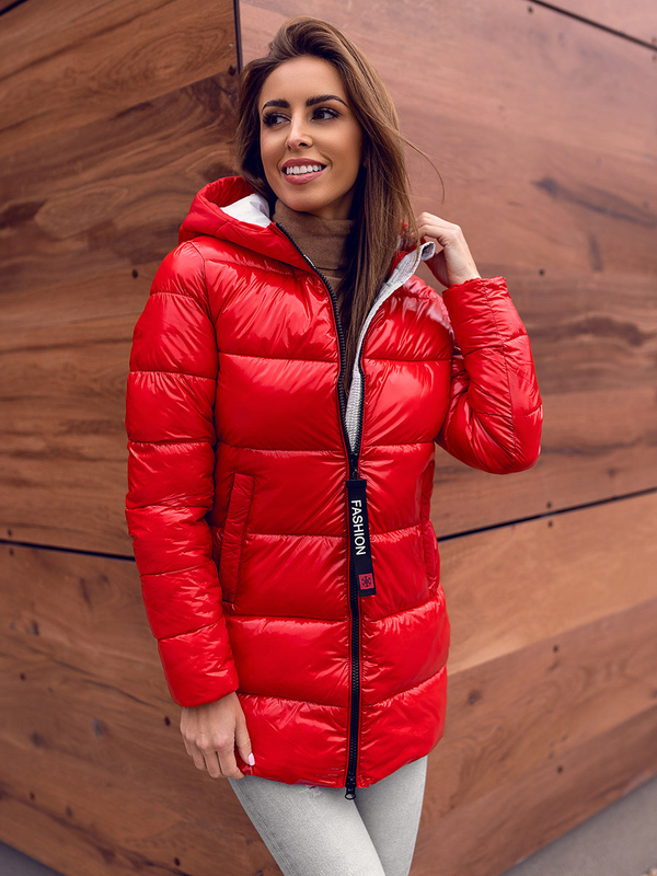 Chaqueta acolchada de invierno con capucha para mujer rojo Bolf B9545