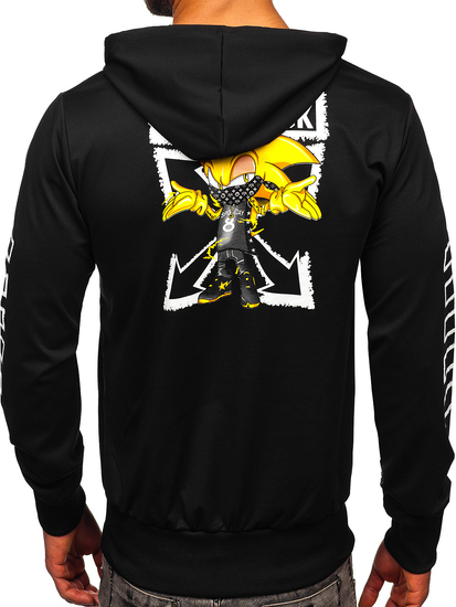 Sudadera con capucha con impresión para hombre negro Bolf HM611