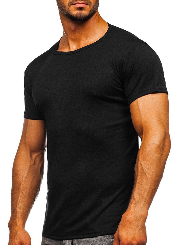 Camiseta de manga corta para hombre sin estampado negro Bolf NB003