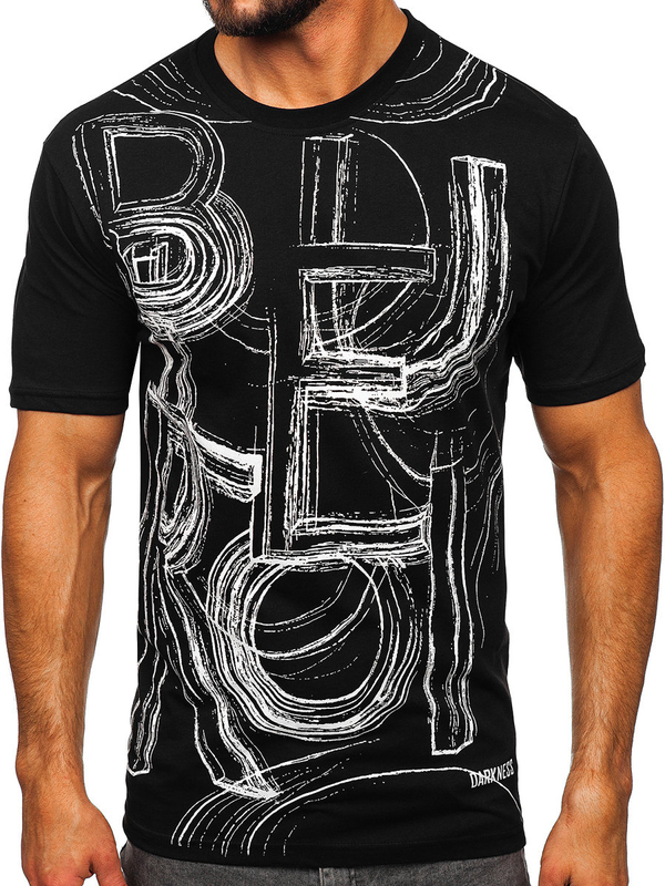 Camiseta negra estampada para hombre Bolf KS2525T