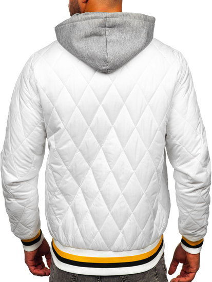 Chaqueta acolchada de entretiempo bomber para hombre blanco Bolf HSS058