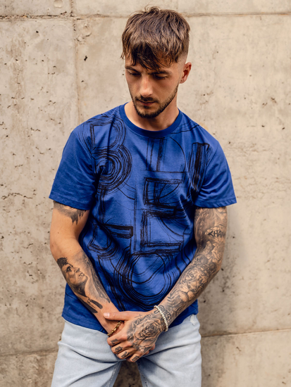 Camiseta de hombre azul con estampado Bolf KS2525TA
