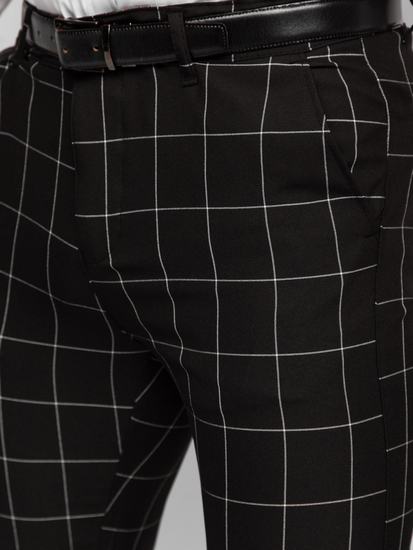 Pantalón chinos a cuadros de tela para hombre negro Bolf 0040