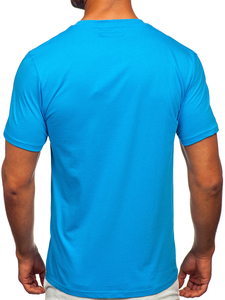 Camiseta estampada de algodón para hombre Azul Bolf MPO3466