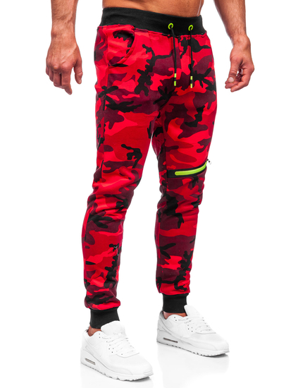 Pantalón camuflaje de chándal para hombre rojo Bolf KK04