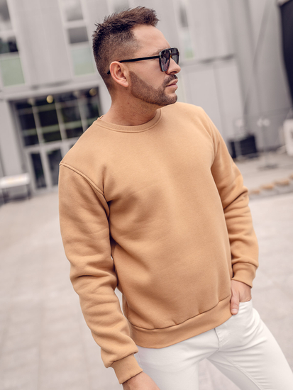 Sudadera gruesa sin capucha para hombre marrón Bolf 2001A