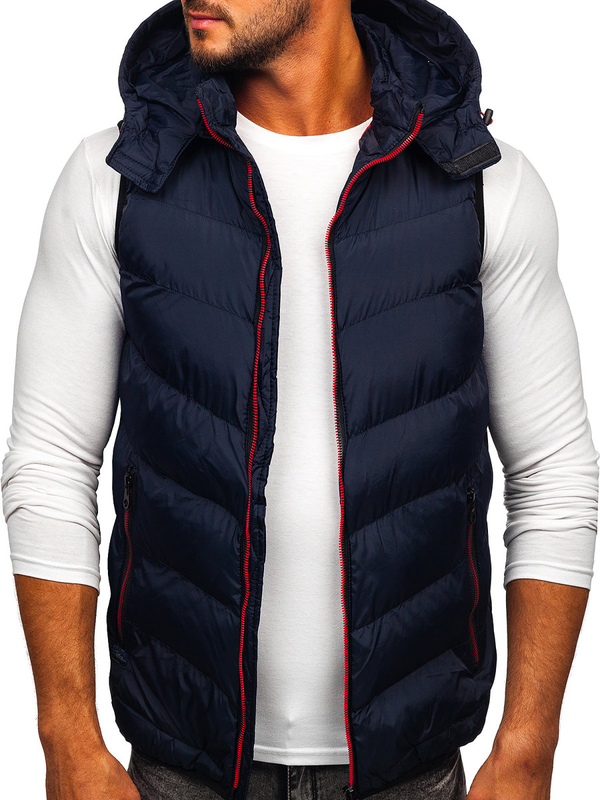Chaleco acolchado para hombre con capucha color azul oscuro Bolf 6875