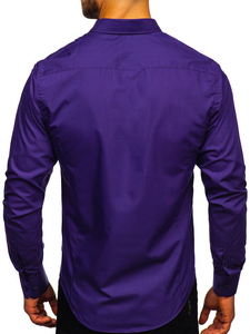 Camisa elegante morada de manga larga para hombre Bolf 1703