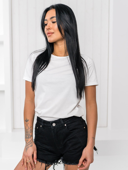 Camiseta sin estampado para mujer color blanco Denley SD211