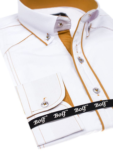 Camisa elegante de manga larga para hombre blanca Bolf 4777
