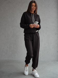 Conjunto de chándal de dos piezas para mujer color negro Bolf 82162