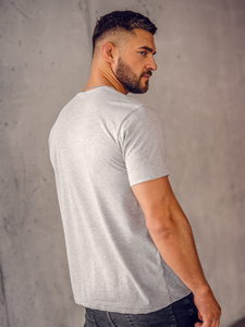 Camiseta gris lisa con cuello en V para hombre Bolf 192131A