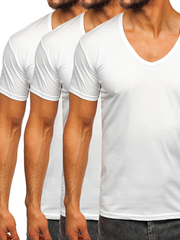 Camiseta de escote en V para hombre blanco Bolf 9002-3P 3 PACK