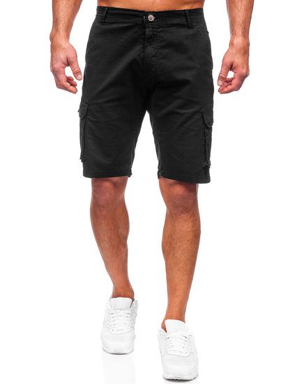 Pantalón corto de tela cargo para hombre negro Bolf J707