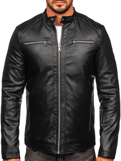 Chaqueta de cuero para hombre negro Bolf 11Z8003-A