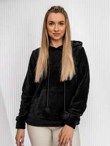 Sudadera polar con capucha para mujer color negro Bolf HH033