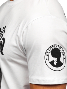 Camiseta de manga corta con aplicaciones para hombre blanco Bolf 21004