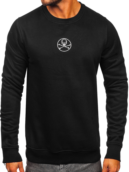 Sudadera sin capucha con impresión para hombre negro Bolf MF2014