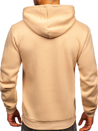 Sudadera tipo canguro con capucha para hombre beige Bolf 1004