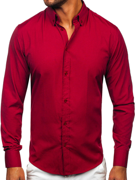 Camisa elegante de manga larga para hombre burdeos Bolf 5821-1