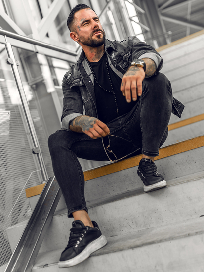 Chaqueta vaquera para hombre negro Bolf MJ504NA
