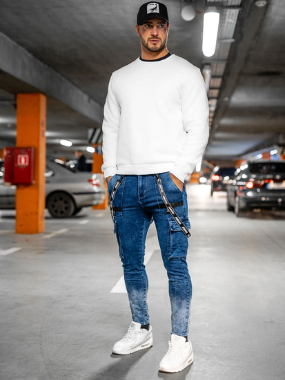 Pantalón vaquero cargo para hombre azul oscuro Bolf TF118