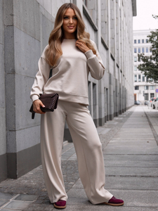 Chándal de dos piezas con cremallera para mujer color mantequilla beige Bolf 821111